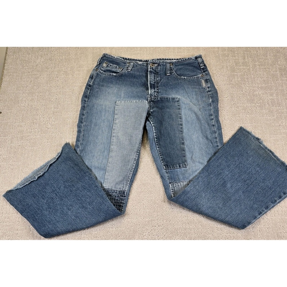 Vintage Silver Women's‎ 32-30 Patchwork Super Wide Flare Jeans Frayed Hem GUC